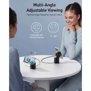 iWALK 3 in 1 Wireless Charging Stand with Auto Rotation, Charging Station with Magnet for Apple Devices, 15W Foldable Wireless Charger Station for iPhone 16 15 14 13 12 & Apple Watch & Airpods, Black