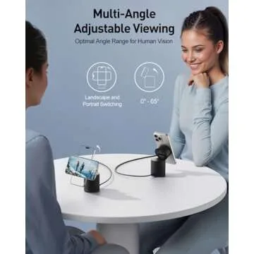 iWALK 3 in 1 Wireless Charging Stand with Auto Rotation, Charging Station with Magnet for Apple Devices, 15W Foldable Wireless Charger Station for iPhone 16 15 14 13 12 & Apple Watch & Airpods, Black