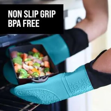Extra Long Silicone Oven Mitts: Heat Resistant & Flexible