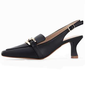 Fashare Women's Kitten Heels Slingback Closed Pointed Toe Dress Shoes Metal Chain Buckle Elegant Pum...