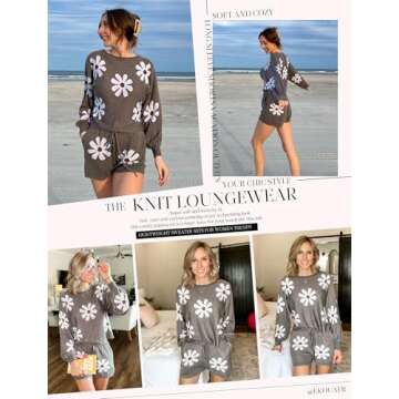 Ekouaer Women’s Knit Pajama Set Cute & Comfy Sleepwear