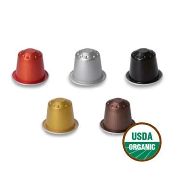 Organic USDA Café Romano Coffee Aluminum Espresso Pods For Nespresso Original Machine 100 Pack Ital...
