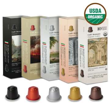 Organic USDA Café Romano Coffee Aluminum Espresso Pods For Nespresso Original Machine 100 Pack Italian Espresso Coffee (Variety pack)