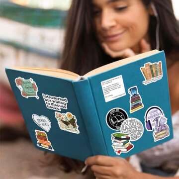 Joyppy 50 PCS Book Stickers for Kindle, Bookish Kindle Reading Stickers for Books, Water Bottles, La...