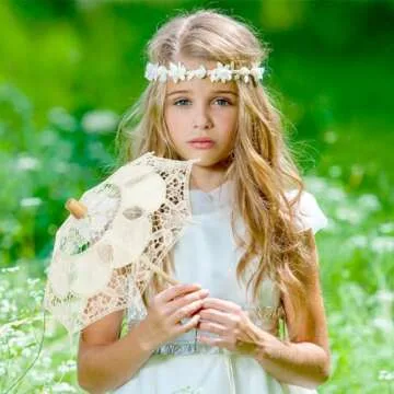 Mini Lace Parasol Umbrella - Tiny White Vintage Wedding Bridal Umbrella for Photo Props Wedding Table Decoration Wedding Guest Small Parasol, 15x26cm