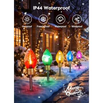 2 Pack Outdoor Christmas Decorations - Jumbo Xmas String Lights or Pathway Marker Lights - Large Mul...