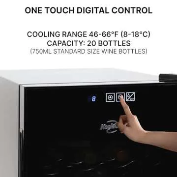 Koolatron 20 Bottle Wine Cooler Refrigerator Black Thermoelectric Wine Fridge Under Counter with One Touch Digital Control Wine Cellar for Red White Sparkling Wine Ideal for Home Bar Apartment