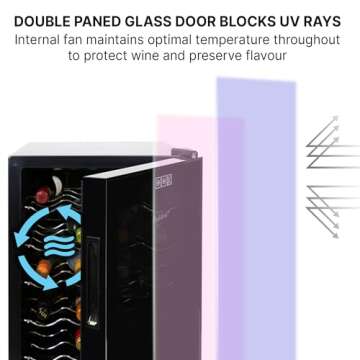 Koolatron 20 Bottle Wine Cooler Refrigerator Black Thermoelectric Wine Fridge Under Counter with One Touch Digital Control Wine Cellar for Red White Sparkling Wine Ideal for Home Bar Apartment