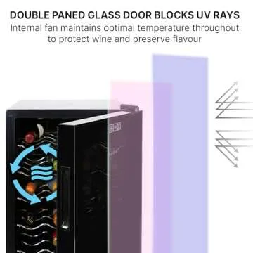 Koolatron 20 Bottle Wine Cooler Refrigerator Black Thermoelectric Wine Fridge Under Counter with One Touch Digital Control Wine Cellar for Red White Sparkling Wine Ideal for Home Bar Apartment