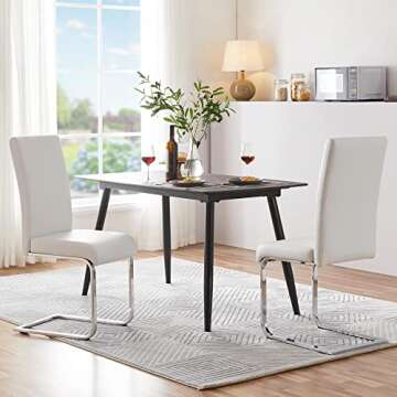 Yaheetech Set of 2 Dining Chairs Modern Kitchen Chairs High Back Faux Leather Dining Room Chairs Uph...