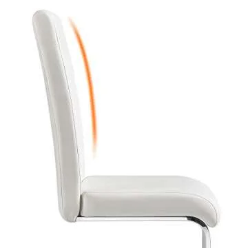 Yaheetech Set of 2 Dining Chairs Modern Kitchen Chairs High Back Faux Leather Dining Room Chairs Upholstered Armless Side Chairs with Metal Legs Home Kitchen Furniture, White