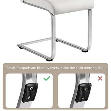 Yaheetech Set of 2 Dining Chairs Modern Kitchen Chairs High Back Faux Leather Dining Room Chairs Upholstered Armless Side Chairs with Metal Legs Home Kitchen Furniture, White