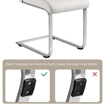 Yaheetech Set of 2 Dining Chairs Modern Kitchen Chairs High Back Faux Leather Dining Room Chairs Upholstered Armless Side Chairs with Metal Legs Home Kitchen Furniture, White