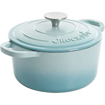 Crock-Pot Artisan Round Enameled Cast Iron Dutch Oven, 7-Quart, Aqua
