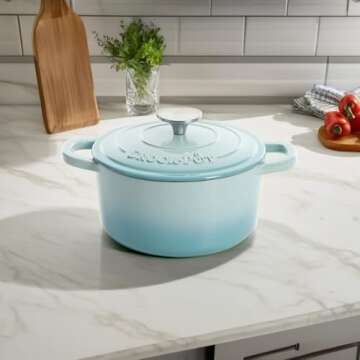 Crock-Pot Artisan Round Enameled Cast Iron Dutch Oven, 7-Quart, Aqua