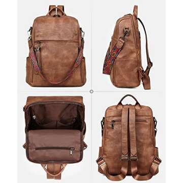 FADEON Stylish Leather Backpack Purse for Women