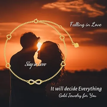 Gold Infinity Heart Anklet for Women - 14K Adjustable Jewelry