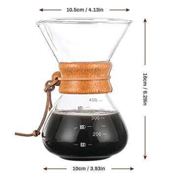 BicycleStore Pour Over Coffee Maker with Reusable Glass Carafe and Stainless Steel Filter