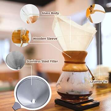 BicycleStore Manual Pour Over Coffee Maker with Reusable Carafe