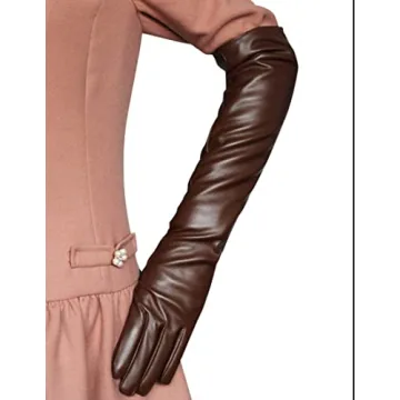 Edith Qi Women's Faux Leather Elbow Length Gloves