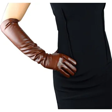Edith Qi Women's Faux Leather Elbow Length Gloves