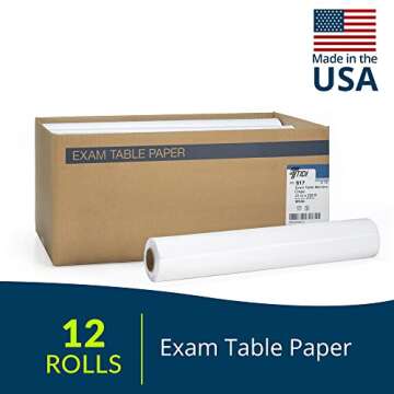 Avalon Papers Exam Table Paper, White, 21" x 125” (Pack of 12) - Barrier Protection – Standard C...