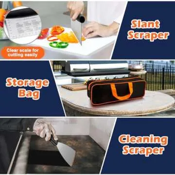 18Pcs Griddle Accessories Kit, Joyfair Stainless Steel Flat Top Grilling Spatula Accessory Tools Set with Basting Cover Burger Press, for Outdoor BBQ Teppanyaki Hibachi Cooking (ABS Handles)