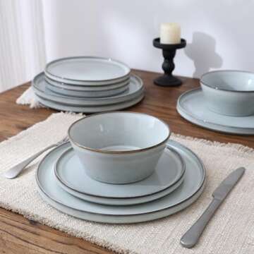 Famiware Annecy Plates & Bowls Set - 12 Pieces Dinnerware