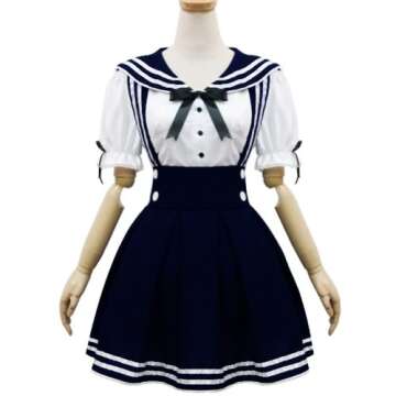Women’s Navy Sailor School Girl Uniform Dress - Japanese Anime Cosplay Costume