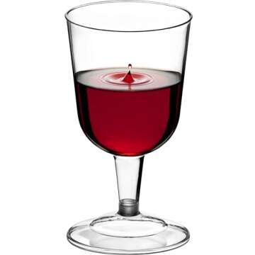 DecorRack 24 Wine Glasses, 6 Oz -BPA Free- Plastic Party Wine Cups, Perfect for Outdoor Parties, Wed...