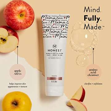 The Honest Company New Mama Care Essentials Gift Set | Hospital Bag Must Haves | Travel Size Nip Balm (0.5 oz), Glow On Body Cream (1 oz), Gotta Glow Face Wash (1.75 fl oz), Reusable Pouch