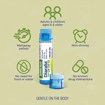 Boiron Diaralia On The Go Travel Essential for Diarrhea Relief, Gas, Bloating, Intestinal Pain, and Traveler's Diarrhea - 2 Count (160 Pellets)