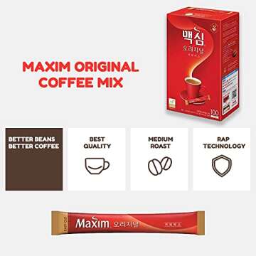 OHMARKET Korean Instant Coffee Mix Variety with Snacks - 40 Sticks
