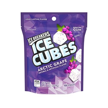 ICE BREAKERS Arctic Grape Sugar Free Gum Pouch - 8.11 oz (100 Pieces), Refreshing Taste!