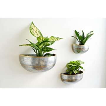 Galvanized Wall Hanging Planter Set of 2 for Outdoor & Indoor Plants, Farmhouse Rustic Decor, Large Flower Hanger for Patio, Window, Garden, Balcony and Terrace, Modern Shabby Basket
