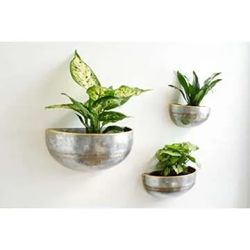 Galvanized Wall Hanging Planter Set of 2 for Outdoor & Indoor Plants, Farmhouse Rustic Decor, Large Flower Hanger for Patio, Window, Garden, Balcony and Terrace, Modern Shabby Basket