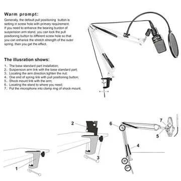 Neewer Desktop Microphone Suspension Boom Scissor Arm Stand with Microphone Clip Holder, Table Mounting Clamp and Pop Filter Windscreen Mask Shield Kit for Studio Broadcasting,Singing,Recording(White)