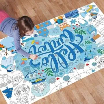 HOWAF Winter Snowflake Giant Coloring Poster with 24 (12 Colors) Paint Pens, Hello Winter Scenes Large Coloring Tablecloth Snowflake Huge Table Cover for Kids Classroom Home Holiday Party Favor
