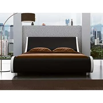 Stylish SHA CERLIN Low Profile Bed Frame in Faux Leather