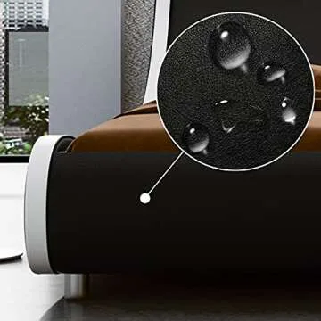 Stylish SHA CERLIN Low Profile Bed Frame in Faux Leather