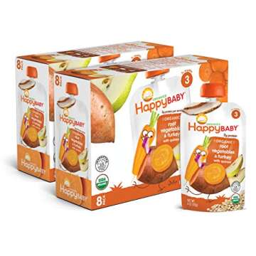 Happy Baby Organics Hearty Meals Stage 3 Baby Food, Root Vegetables & Turkey with Quinoa, 4 Ounce (P...