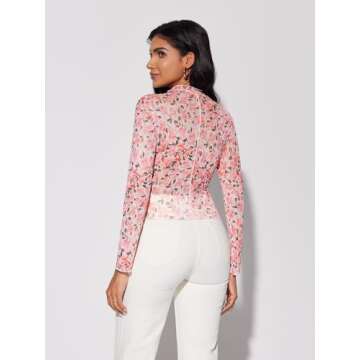 Floral Mesh Long Sleeve Top for Stylish Women 2025