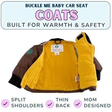 Buckle Me Baby Coats - Safer Car Seat Toddler Kids Warm Winter Jacket/Quick Close Winter Coat - Snickerdoodle Brown - Size 12 Months- As Seen On Shark Tank