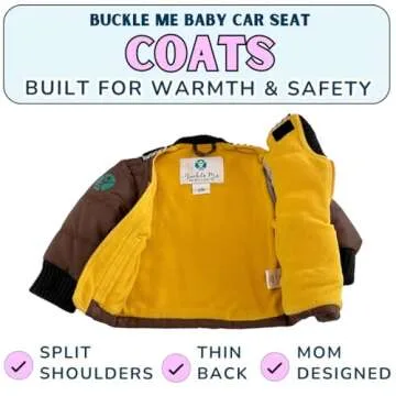 Buckle Me Baby Coats - Safer Car Seat Toddler Kids Warm Winter Jacket/Quick Close Winter Coat - Snickerdoodle Brown - Size 12 Months- As Seen On Shark Tank