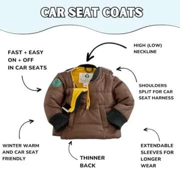 Buckle Me Baby Coats - Safer Car Seat Toddler Kids Warm Winter Jacket/Quick Close Winter Coat - Snickerdoodle Brown - Size 12 Months- As Seen On Shark Tank