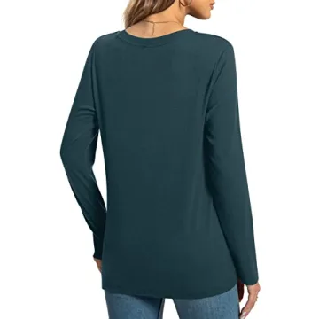 HOTGIFT Women's Long Sleeve Tunic Tee - Grey Blue