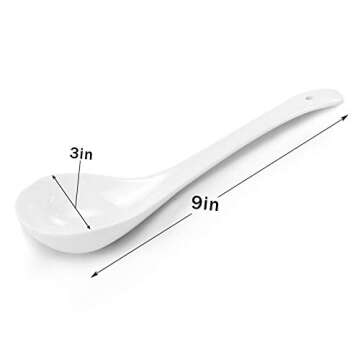 Kslong Pure White Ceramic Soup Ladle Spoon Bone China Big Ladle Spoons Deep Porcelain Spoons Flatwar...