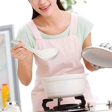 Kslong Pure White Ceramic Soup Ladle Spoon Bone China Big Ladle Spoons Deep Porcelain Spoons Flatware Asian Soup Tureen Spoons 9.4" x 3" Scoops for household purposes