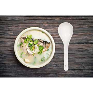 Kslong Pure White Ceramic Soup Ladle Spoon Bone China Big Ladle Spoons Deep Porcelain Spoons Flatware Asian Soup Tureen Spoons 9.4" x 3" Scoops for household purposes