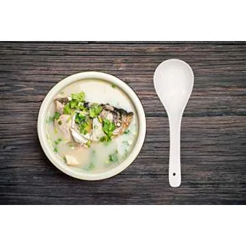 Kslong Pure White Ceramic Soup Ladle Spoon Bone China Big Ladle Spoons Deep Porcelain Spoons Flatware Asian Soup Tureen Spoons 9.4" x 3" Scoops for household purposes